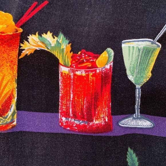 Vintage 90s Shirt Black Cocktail Short Sleeve Boxy Camp Hawaiian Printed XXL - Picture 12 of 13